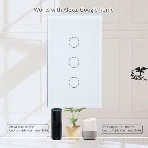 Tuya 1 Gang Wi-Fi Wall Touch Switch แป้นสวิตช์ Wi-Fi แบบ 1 ช่อง รองรับ Siri Shortcut, Alexa และ Google Home