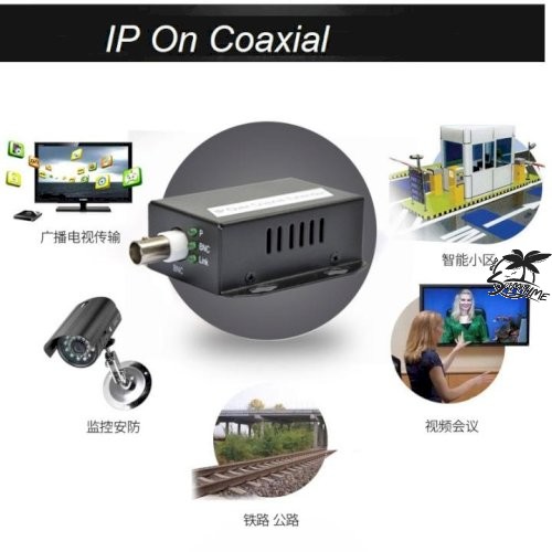 EOC ( 1คู่ ) Converter ip over coax extender 1BNC + 1RJ45 ระยะสูงสุด 2 กิโลเมตร อุปกรณ์แปลง RG6(Coaxial) to LAN แบบ2ทาง พ่วงอุปกรณ์ได้ IP Camera Video / Ethernet 10/100 /2000M